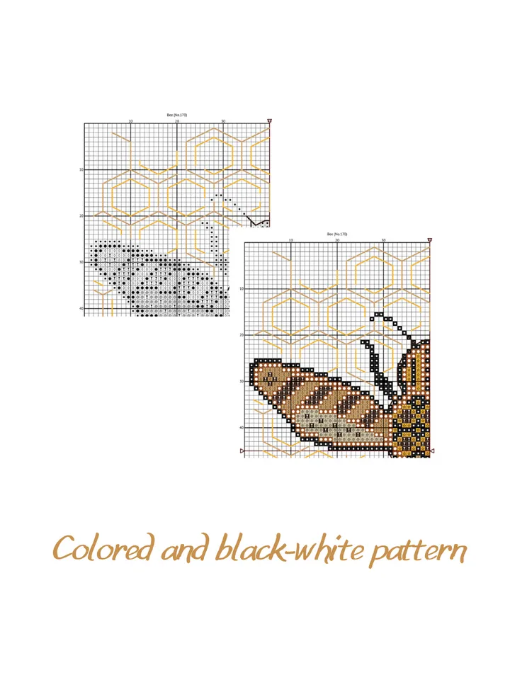 Cross stitch pattern Bee, xstitch chart PDF