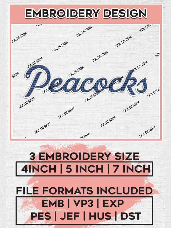 Saint Peters Peacocks Team Wordmark Logo embroidery designs, NCAA Saint Peters Peacocks Logo Machine embroidery designs, NCAA Team Logo embroidery designs, NCAA Game Day Machine embroidery designs, Digital Download