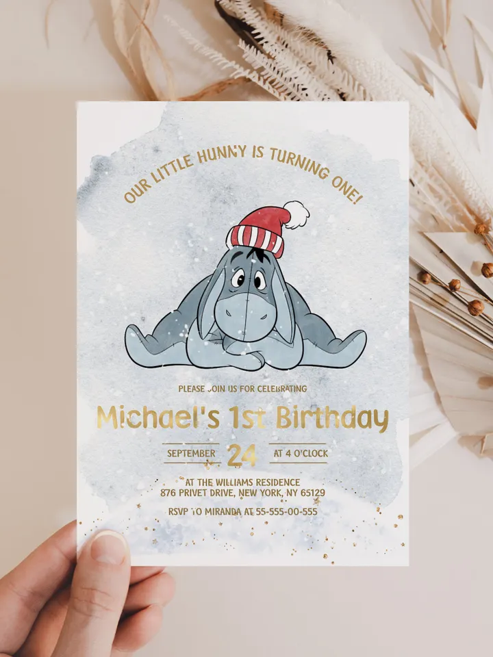 Christmas Winnie Pooh Baby Birthday Invitation; Winnie Pooh Baby Birthday ; Christmas Baby Birthday; Honey Bear Birthday; Winnie Pooh xpooh1