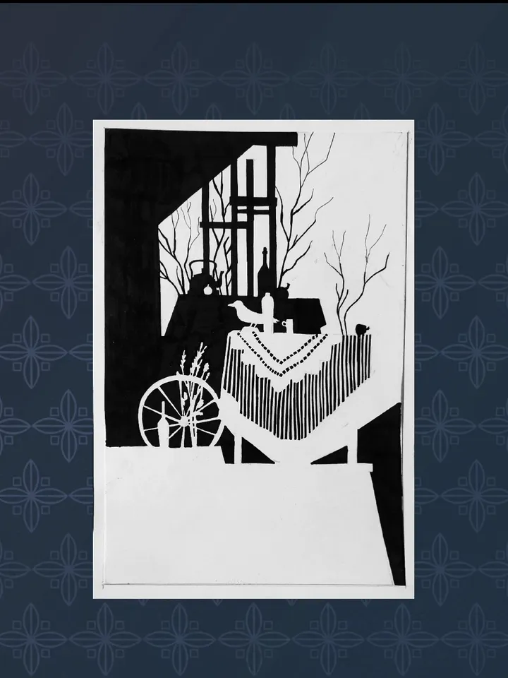 Professional original artwork Black and white art with crow.