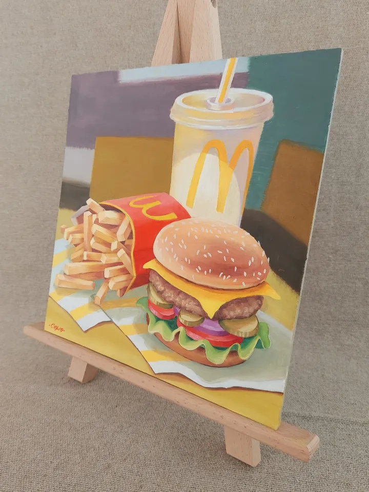 McDonalds Art Original Oil Painting 10x10 inches.