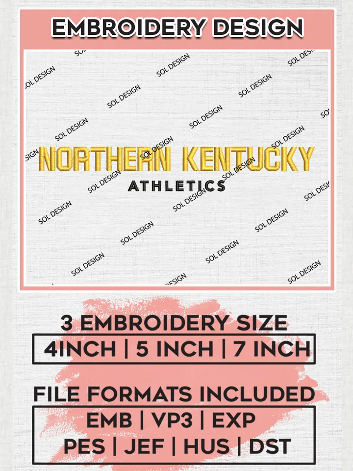 NCAA Northern Kentucky Athletics Football Team Logo Embroidery Design Files, NCAA Northern Kentucky Norse Jaguars Machine Embroidery, NCAA Teams, Game Day, 3 sizes, NCAA Machine embroidery designs, Digital Download