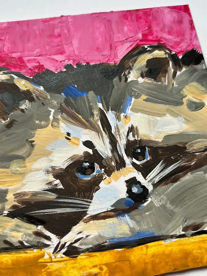 Raccoon Painting Original Art Animal Art Small Painting Animal Art