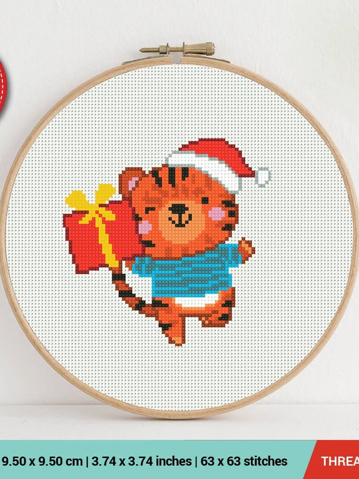 Bundle of 4 Funny Tiger 2022 New Year Cross stitch pattern | Embroidery Pattern | Instant Download | Embroidery Designs