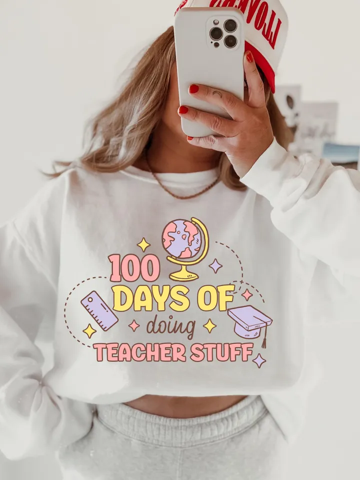100 Days Of Doing Teacher Stuff Png, Sublimation Design, 100 Days Of School Png, Funny Png, T-Shirt Design, Digital Download Png, DTF