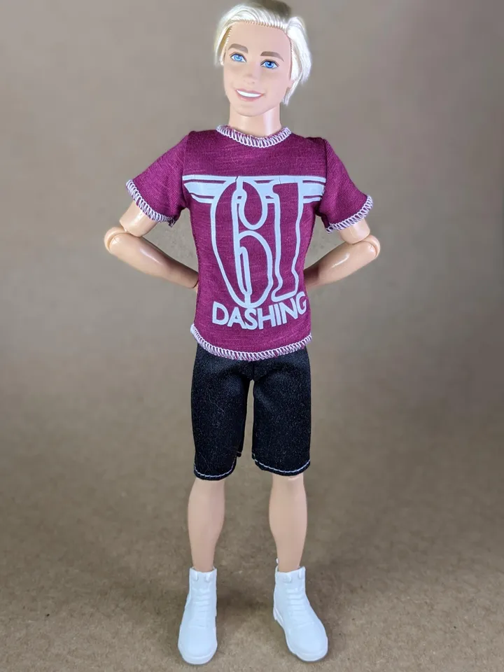 Red wine printed T-shirt for 12-inch fashion male dolls
