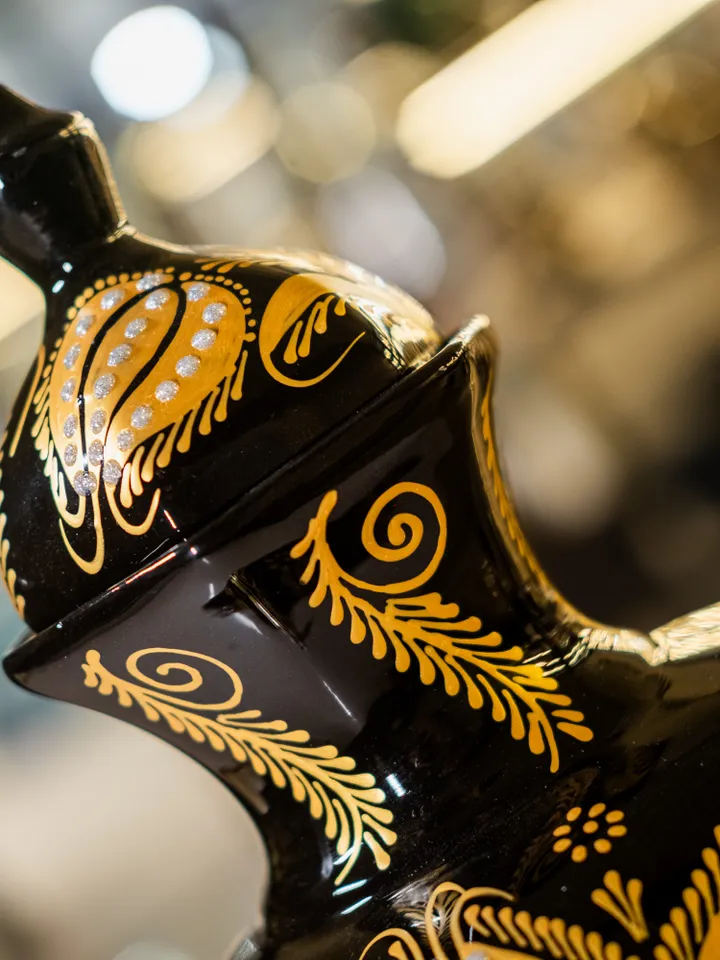 Black and Gold Handmade Vase | Decorative Modern Vase for Luxury Home Decor