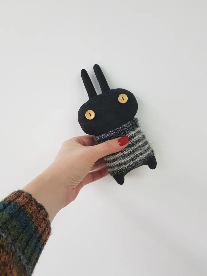 Black Rabbit pattern PDF for sewing and knitting, digital tutorial in english, stuffed animal DIY