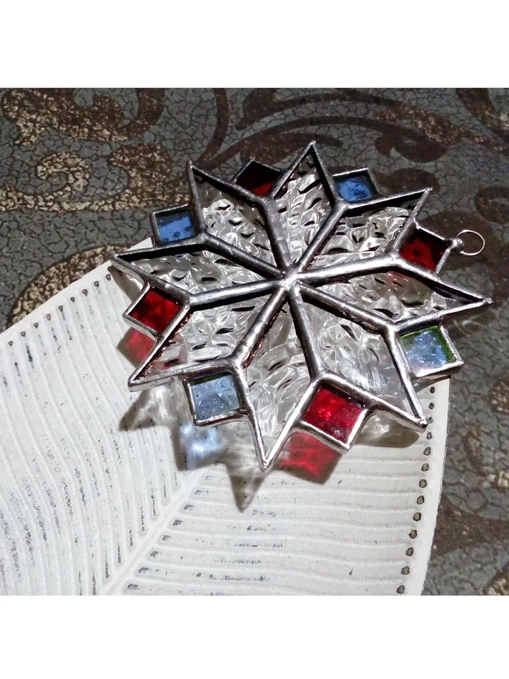Christmas decorations, snowflake suncatcher, christmas tree star, new year tree toy, hygge christmas