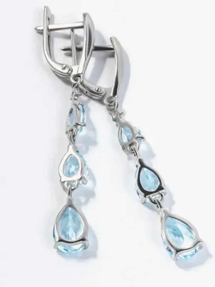 Earrings Silver 925 with topaz and cubic zirconia