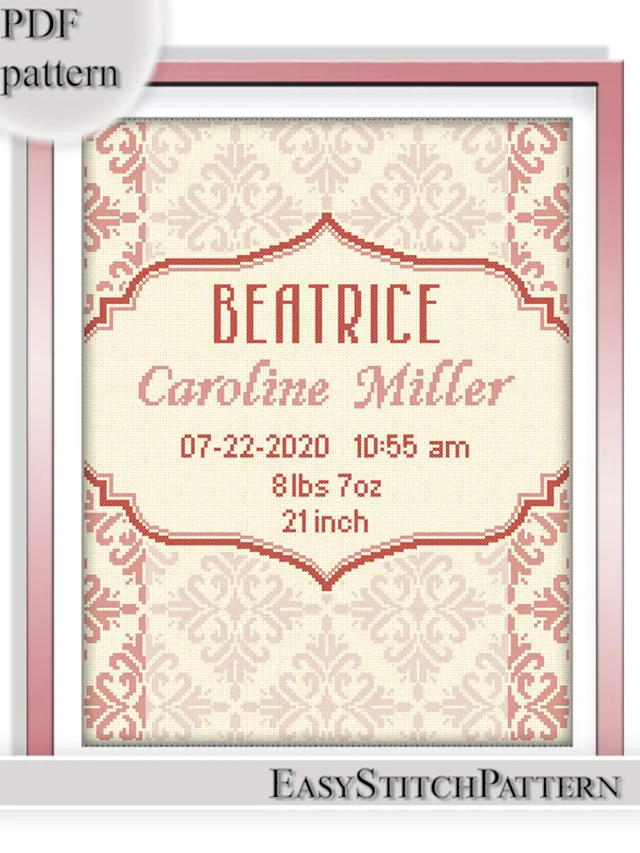 Anniversary cross stitch. Birthday cross stitch pattern. Border Cross Stitch. Modern cross stitch.