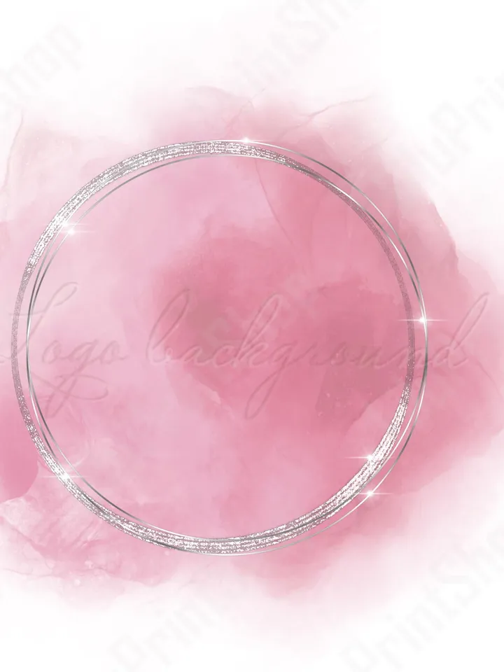 Pink logo background Watercolor pink logo design, Blush pink and silver logo design Silver frame logo png Blush pink splashes Png