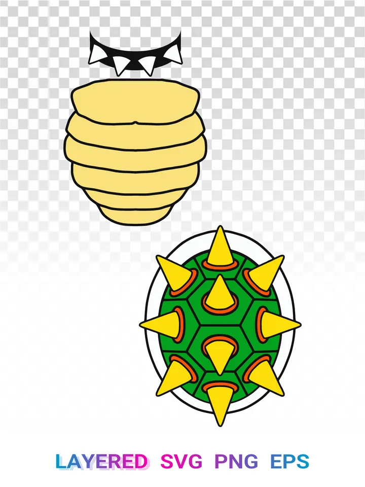 Bowser Shell SVG, Super Mario PNG Clipart, Nintendo Cricut