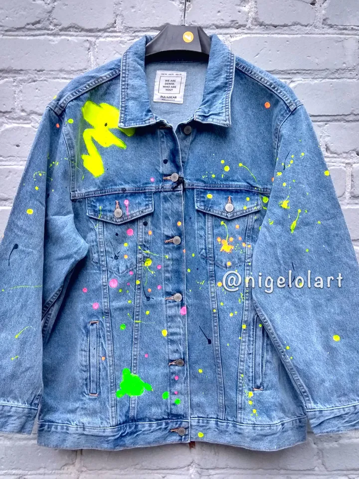 Individual wedding painted leather denim Jacket Mom Dad Denim Jean Jacket Family Matching Jackets Pregnancy Announcement Mama Dada Daddy Mommy Jackets Baby Gift