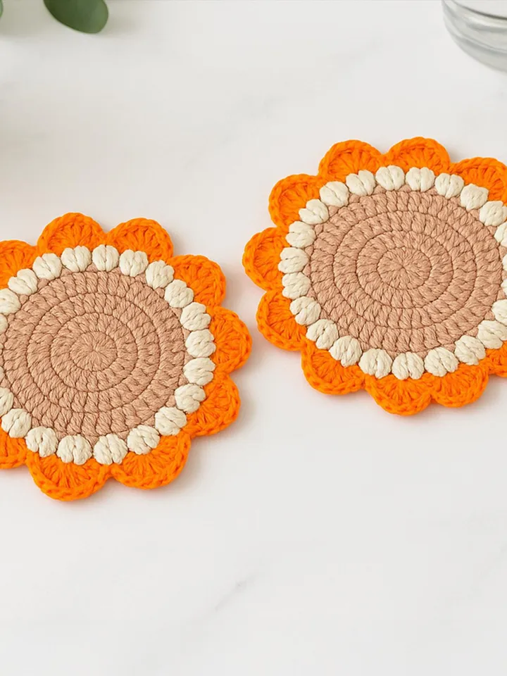 Sunflower Crochet Doily Pattern PDF, Handmade Floral Table Decor, Round Crochet Placemat DIY, Rustic Home Decoration, Instant Download
