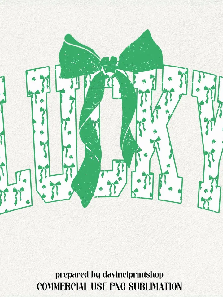 Coquette Lucky png, Bow Lucky png, Varsity Lucky png, Green Bow png, St Patrick's Day PNG, Coquette St Patrick's Day PNG, Lucky, Green Day