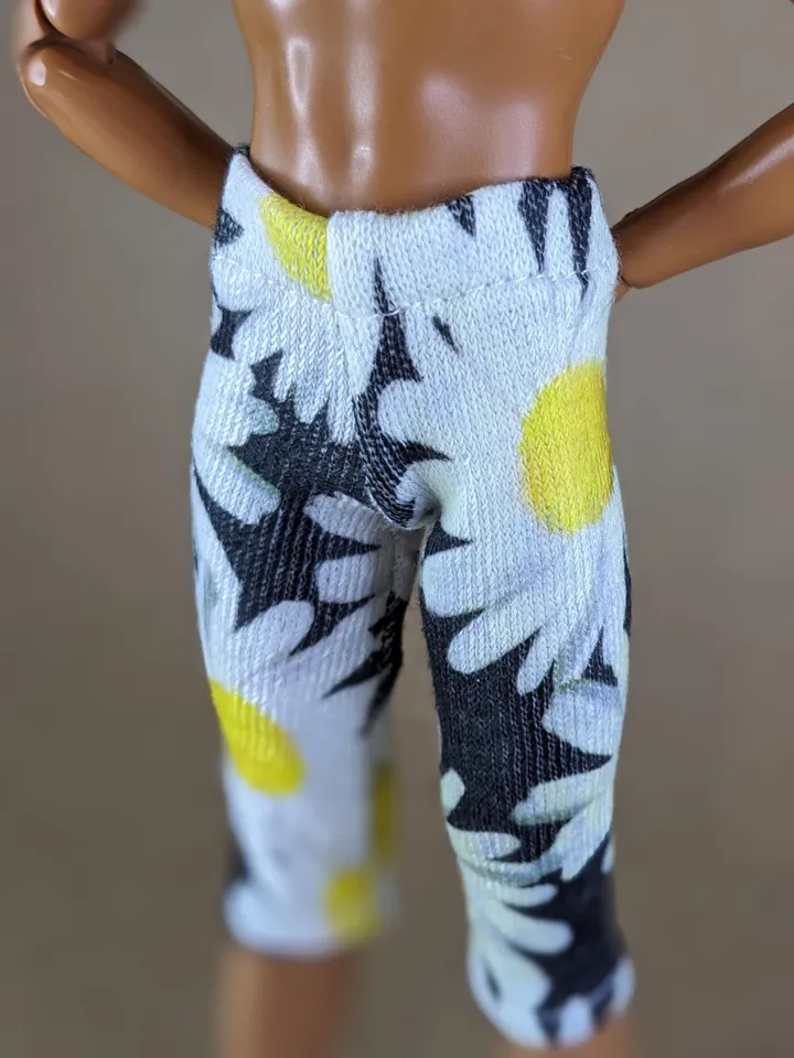 Floral printed elastic long shorts for for 12 inch fashion male dolls