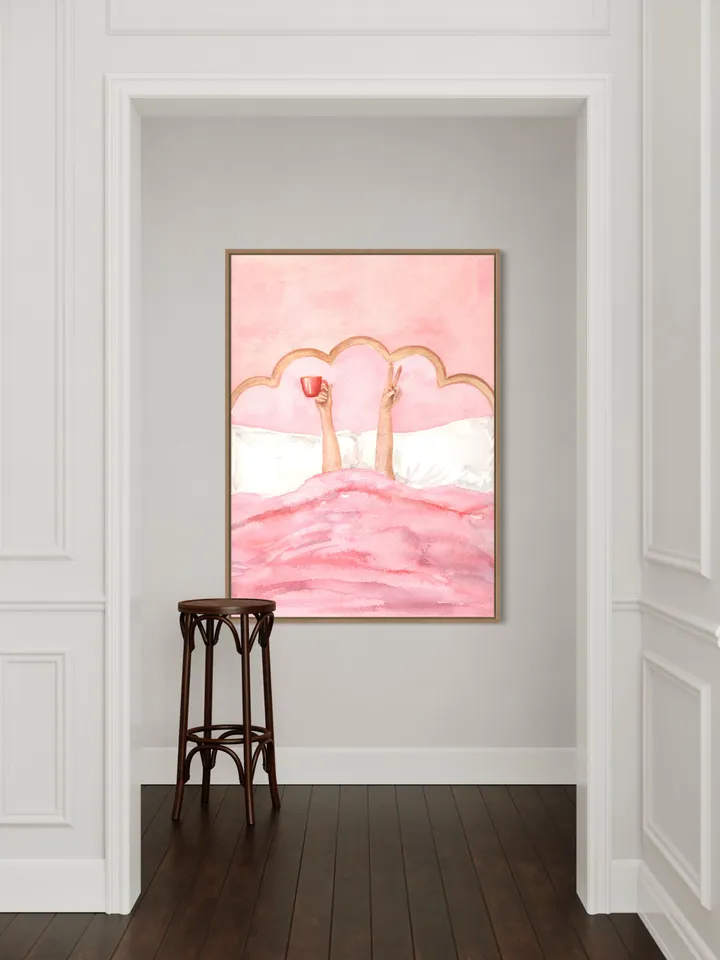 Pink Feminine Room Poster, Watercolor Painting, Girls Room Wall Art, Pink Retro Poster, Teen Prints Girl, Girly Bedroom Art, Pastel Pink Art