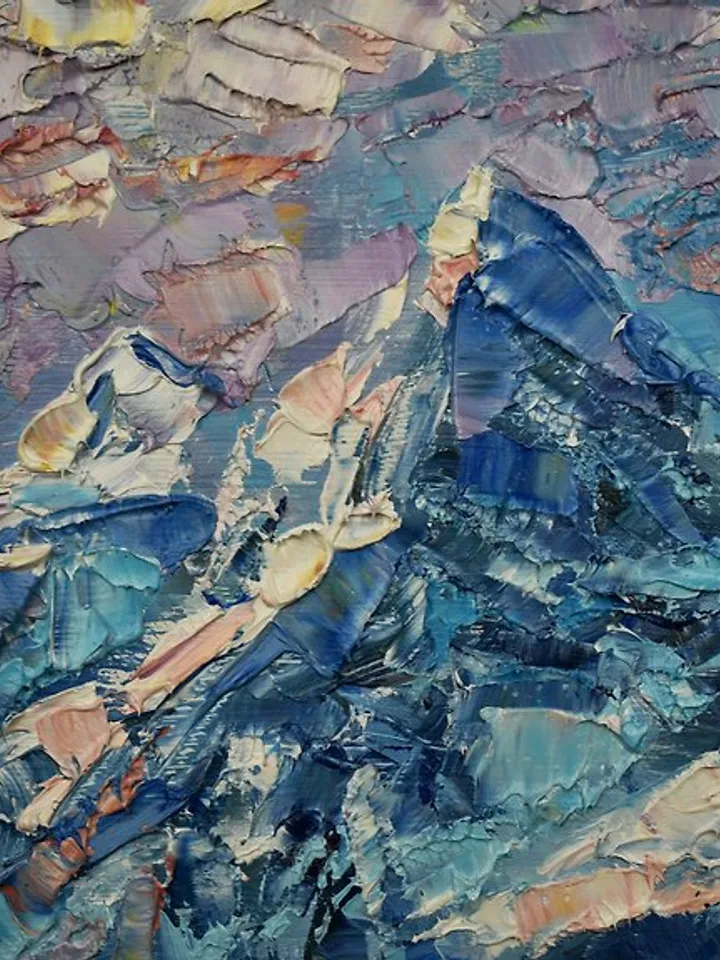 Mountains Painting Landscape Original Art America Artwork Oil Rockies Impasto hardboard