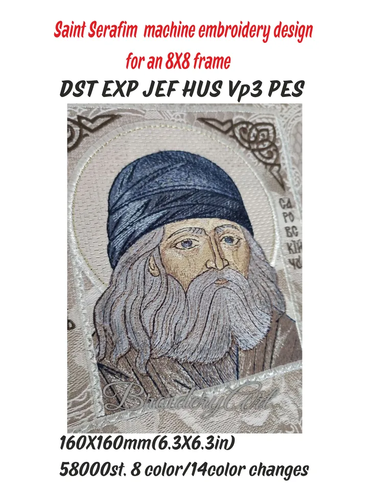 Saint Seraphim of Sarov machine embroidery design