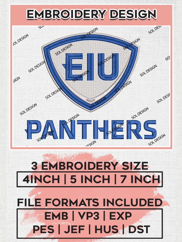 NCAA Eastern Illinois Panthers Team Wordmark Logo Embroidery Design Files, NCAA Eastern Illinois Panthers Machine Embroidery, NCAA Teams, 3 sizes, NCAA Machine embroidery designs, Digital Download