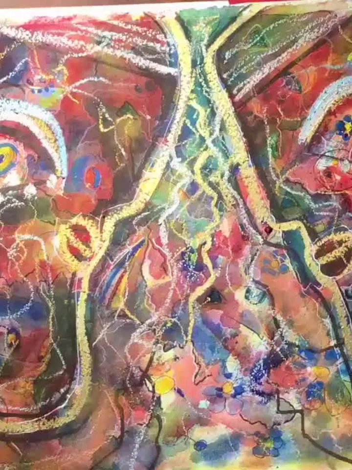 Original Abstract fantasy faces, watercolour mix media one of a kind painting on watercolour 400 g paper,home decoration or gift.