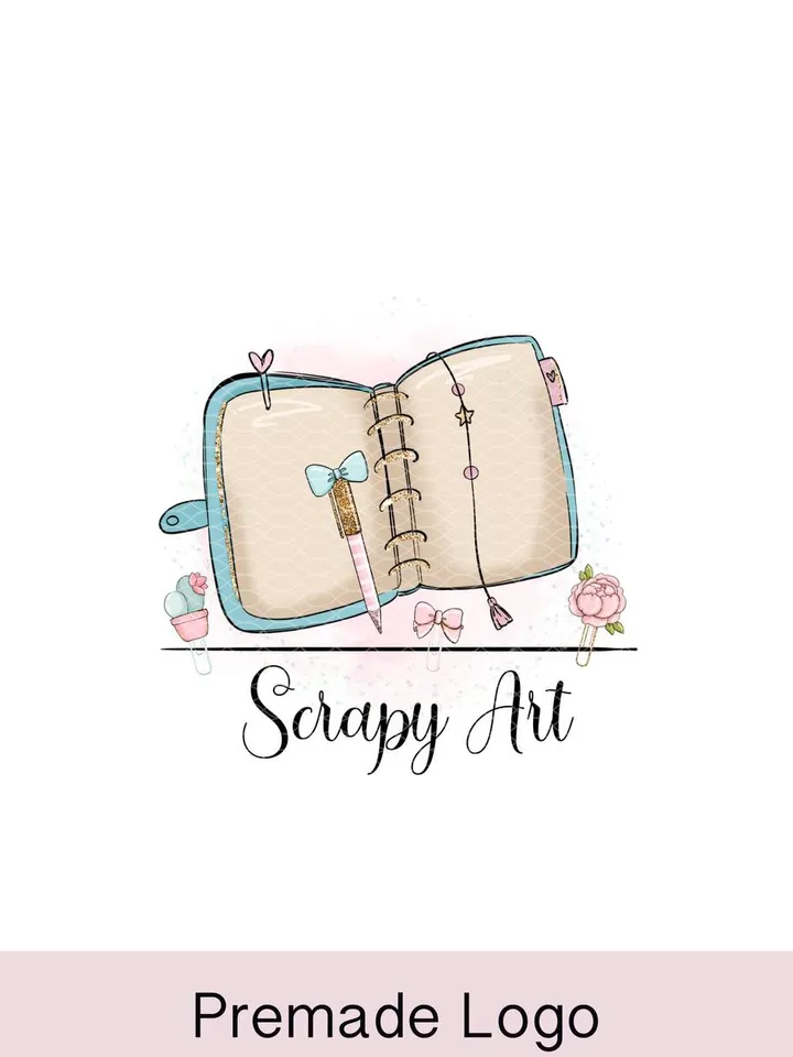 Beauty Craft Logo, Scrapbook logo, Scrapbooking Logo, Girl Character Logo, Small Business Logo, Cartoon Girl Logo, Doll Logo, Sewing Logo, Craft Tools Logo, Craft Girl Logo, Hobby Logo