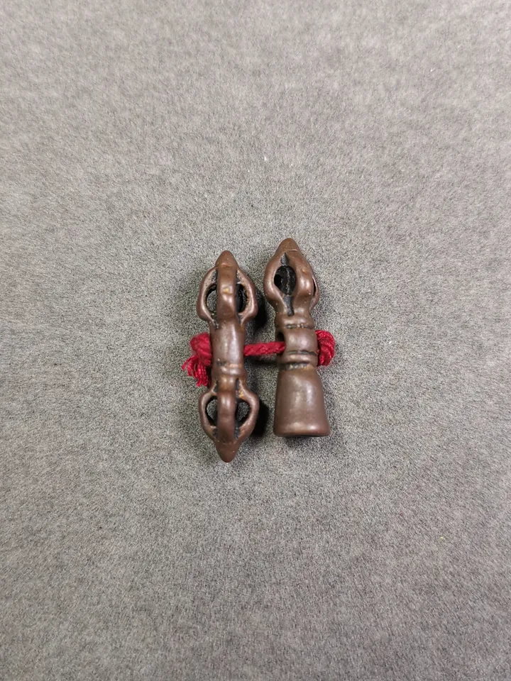 Gandhanra Handmade Tibetan Amulet Pendant,Mini Vajra and Dorje Bell, Mala Marker Bead Accessories, Made of Red Copper