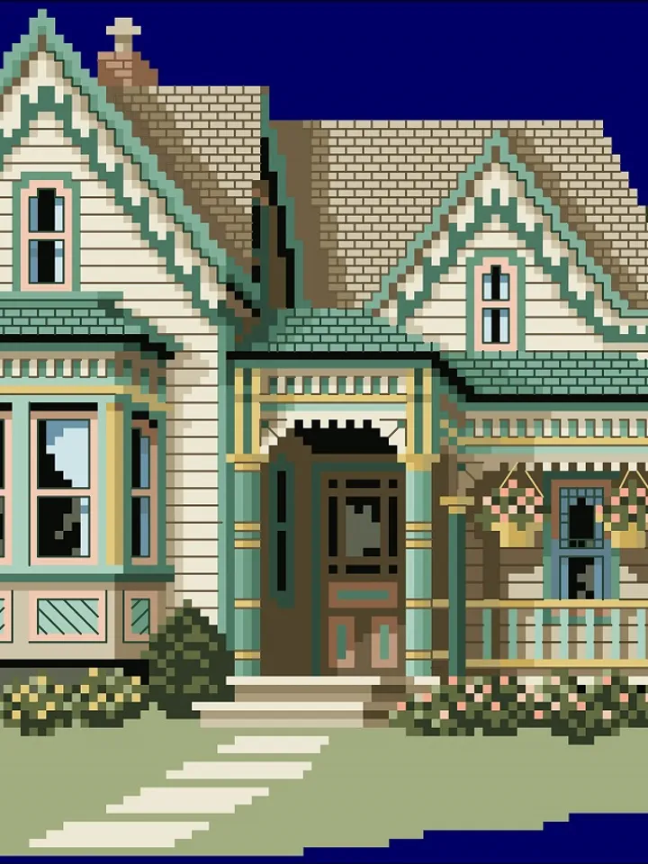 Vintage Cross Stitch Pattern Victorian House Counted Digital Download PDF