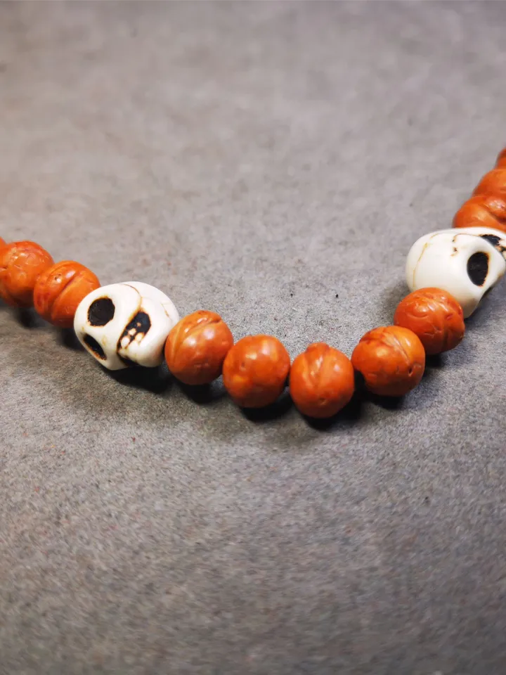 Gandhanra Handmade Tibetan Mala Spacer Beads,Stone Citipati Skull Beads, Marker Beads for Prayer Bead Necklace Accessories,0.47" × 0.4"