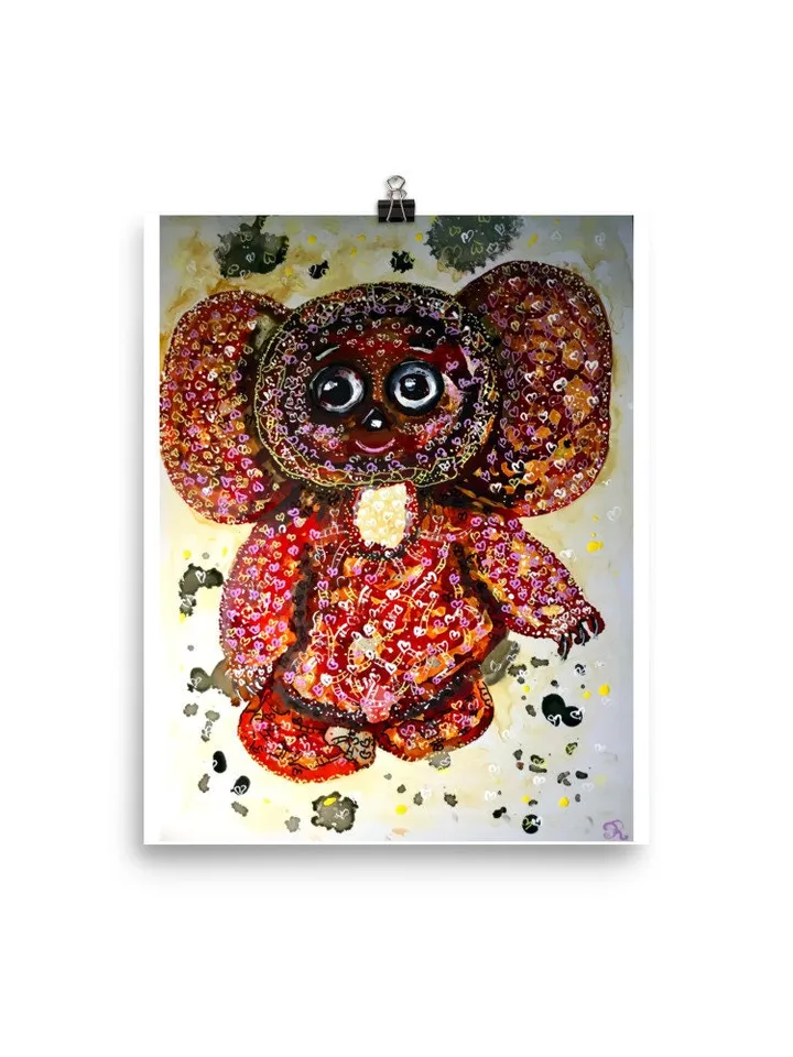 Photo paper poster made with my original mix media artwork,home decoration,nursery room art,housewarming gift,russian kids toy wall art