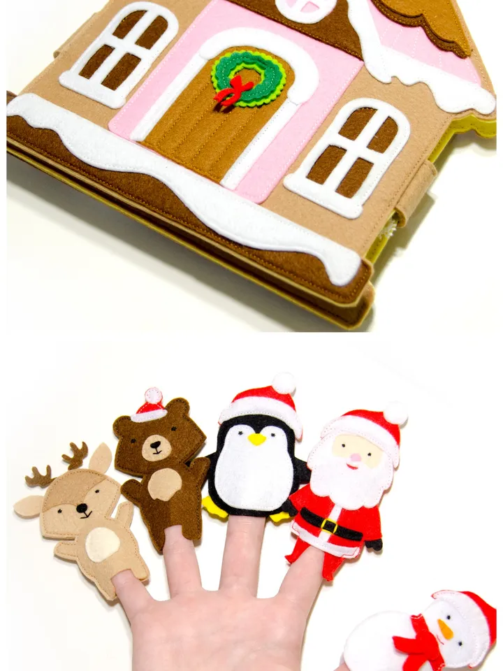 Christmas house with finger puppets. Quiet book