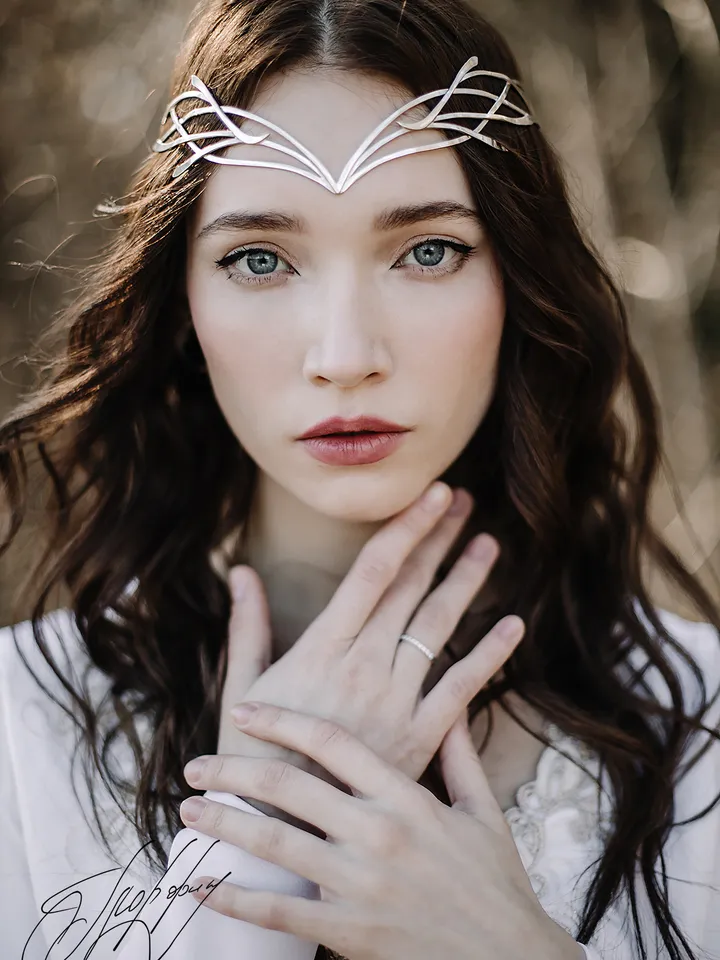 Tiara for wood nymph from branches and leaves, Crown of Forest dryad, Silver diadem, fantasy fairy elven Princess, Indis