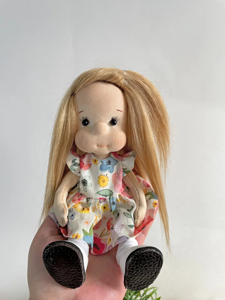 Handmade Poseable Art Doll Waldorf Inspired Collectible Heirloom Gift for Girls (20cm)