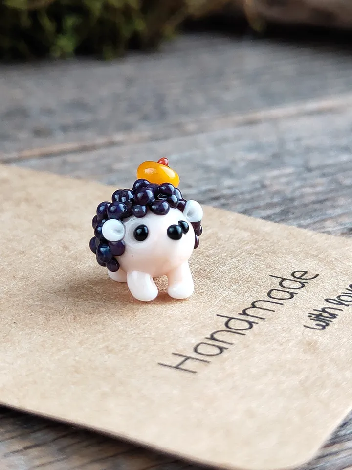 MINIATURE ANIMALS Hedgehog figurine Hedgehog miniature Baby Hedgehog Glass Hedgehog decor Hedgehog gift Tiny Hedgehog Fairy garden animal