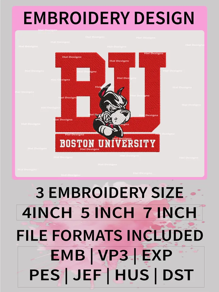 NCAA Boston University Terriers Embroidery File, 3 Sizes, 6 Formats, NCAA Machine Embroidery Design, NCAA Logo, NCAA Teams