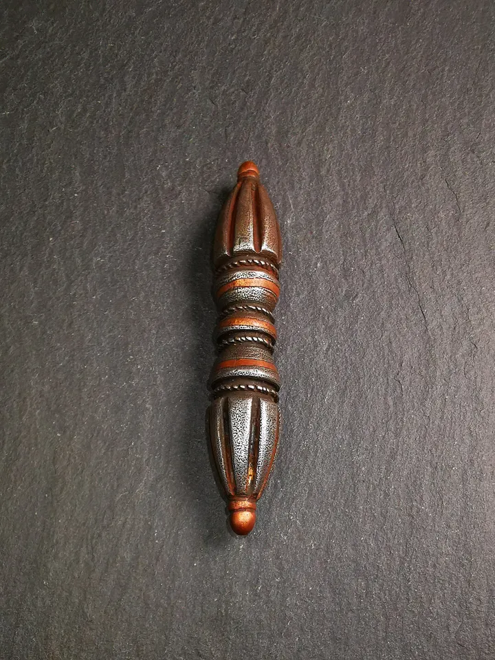 Vintage Tibetan Ritual Implement by Gandhanra - Nine-Pronged Vajra Dorje of Vajrayana Buddhism - Made of Cold Iron - 30 Years