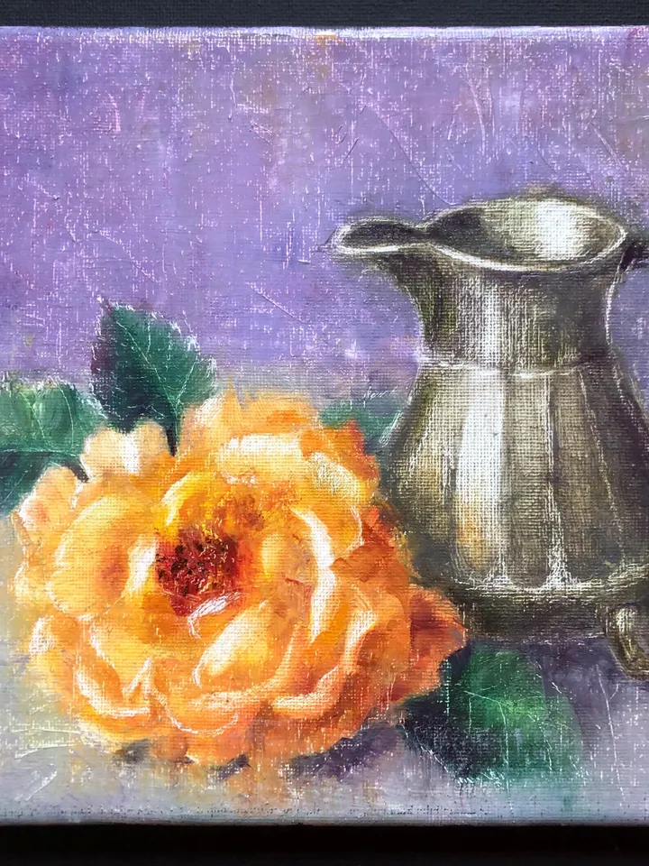 Roses Oil Painting Original Still Life Teacup Painting