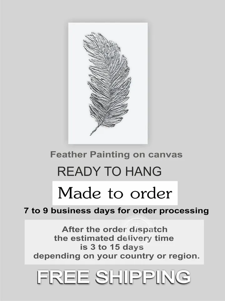 Silver Feather Abstract Wall Art Original Painting Textured artwork Silver wall decor Modern wall art