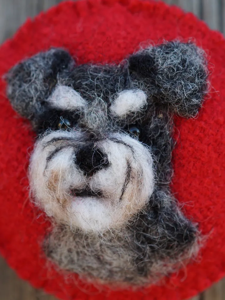Schnauzer Christmas ornament, pet portrait, needle felted dog ornament, made to order