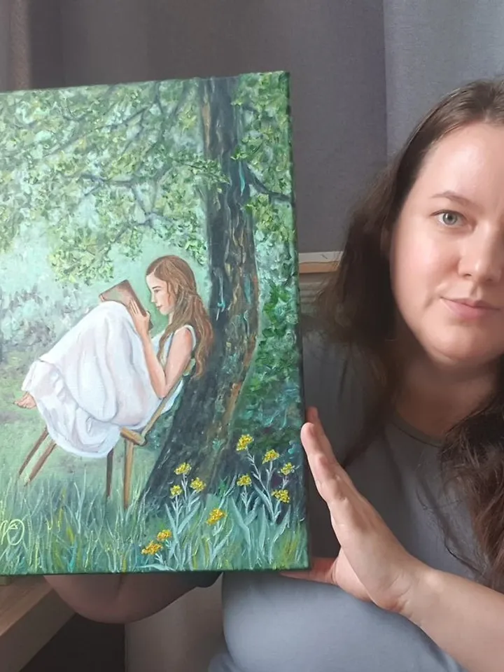Girl Painting Forest Original Art Figurative Artwork Oil Painting Canvas Art