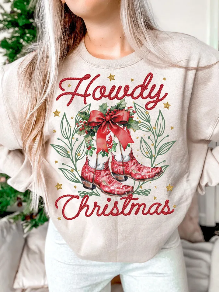 Howdy Christmas Png, Western Christmas Png, Coquette Christmas Png, Holiday Png, Cowgirl Christmas Png, Aesthetic png, Retro Christmas Png
