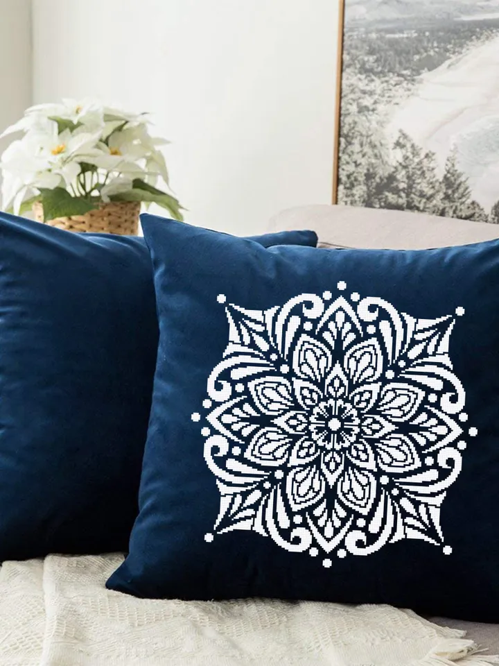 Flower mandala cross stitch pattern PDF download Square ornament cross stitch chart, Mandala pattern digital PDF, Mandala embroidery #M176