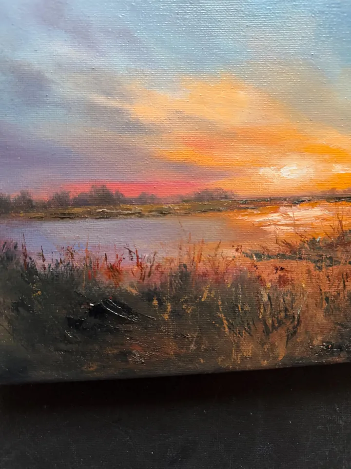 Sunset Oil Painting Original Art Sunset Landscape Painting