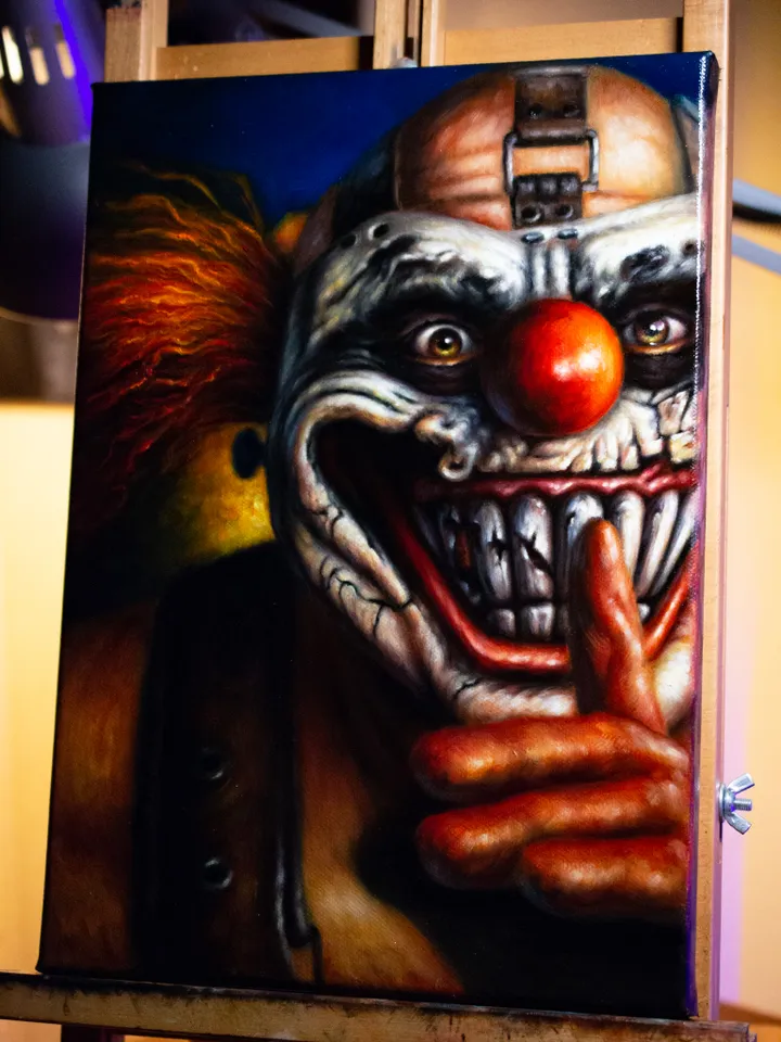 Original oil painting Twisted Metal Sweet Tooth