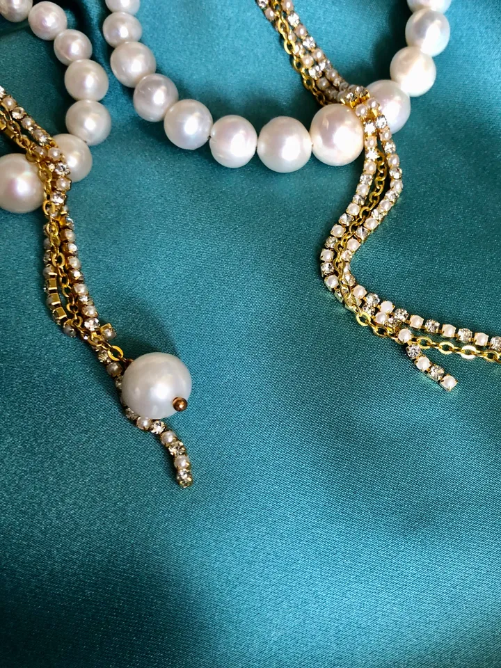 Wedding Natural Pearl Asymmetric Hoop Earrings