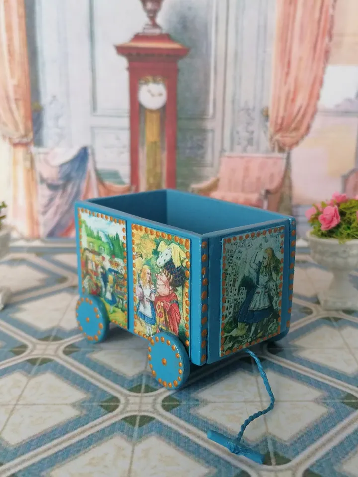 Trolley for dollhouse. Doll toy.1:12 scale.