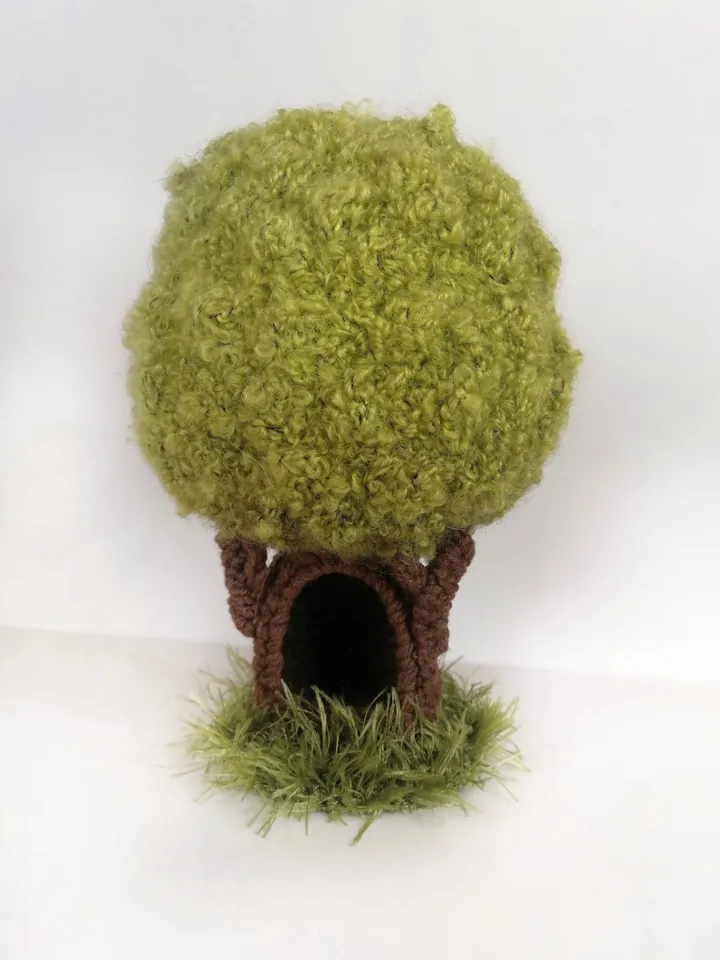 Toy tree (size 6.3 inches) with a hollow in the trunk and crown for games with miniature figurines of animals and fairy-tale characters