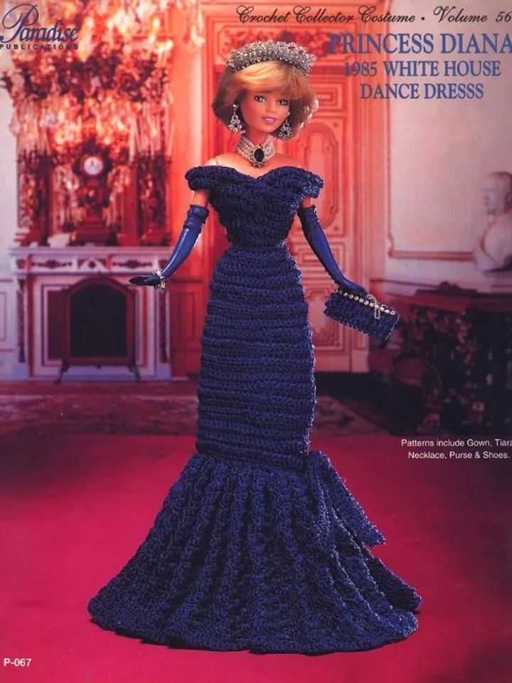 Barbie Dress Crochet Pattern Vintage for Dolls 11-1/2" Digital Download PDF