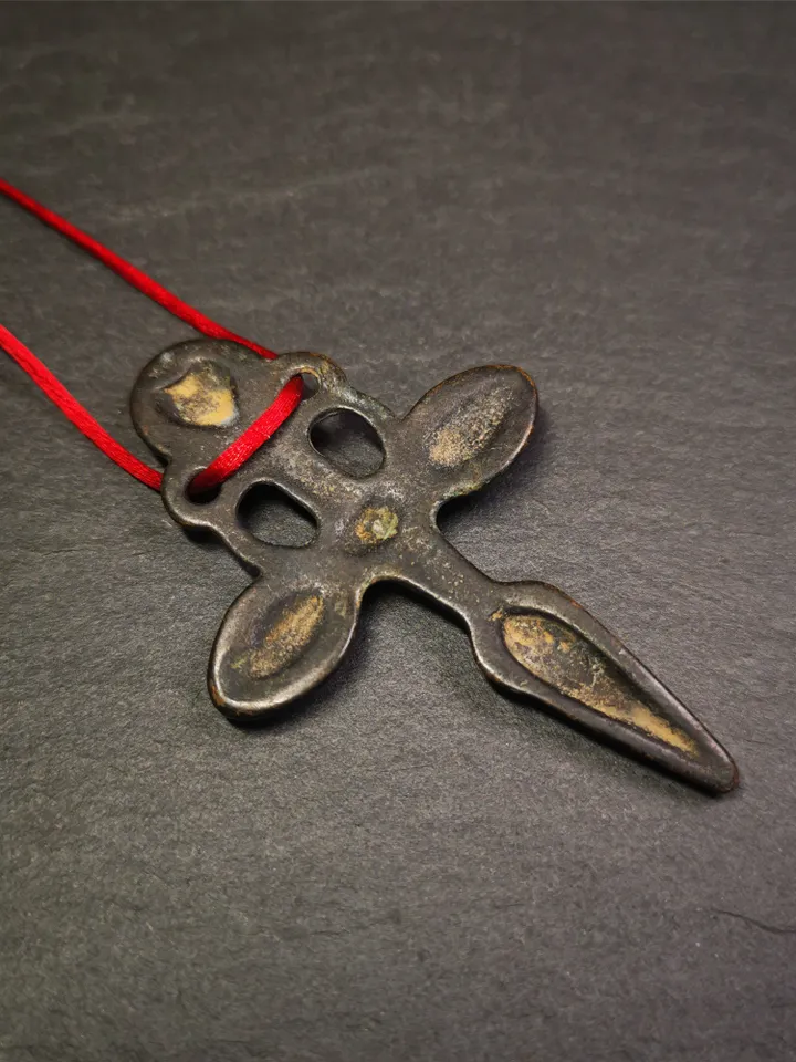 Gandhanra Vintage Phurba Amulet,Kila(Dorje Phurba) Pendant,Tibetan Budhist Ritual Implement,made of Thokcha,2.6",60 Years Old